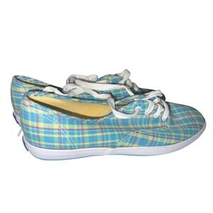 Keds Shoes Womens 8 Champion Blue Plaid Sneakers Multicolor WF10462 Casual Comfy